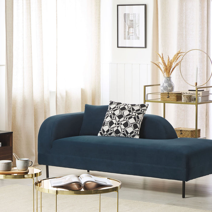 Beliani-LE CRAU-Chaise longue-Donkerblauw-Linkerzijde-Fluweel