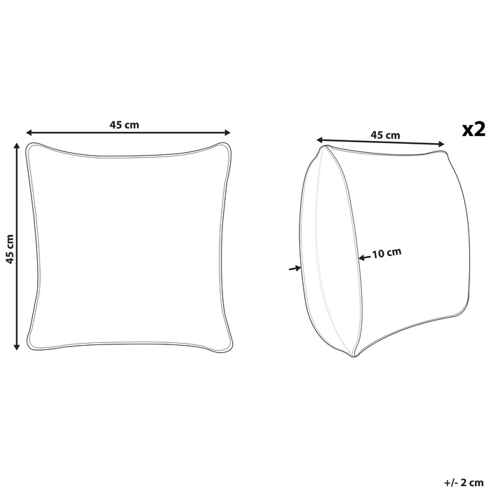 Beliani-HELICONIA -Sierkussen set van 2-Grijs-45 x 45 cm-Katoen