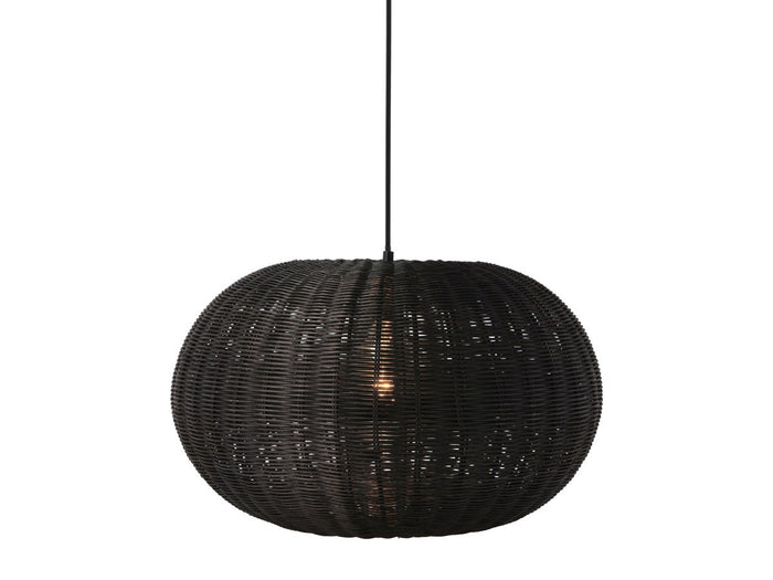 Villa Collection Werna rattan hanglamp zwart - 50 x 30 cm