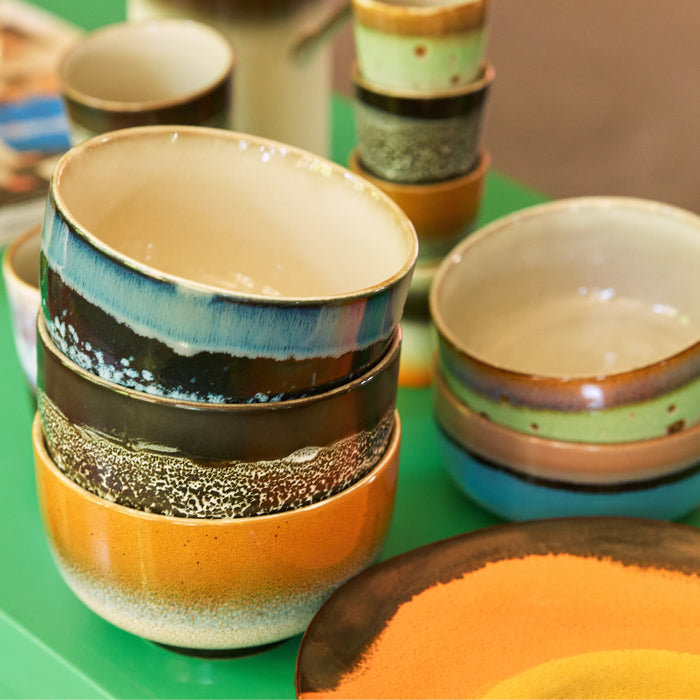 HKliving 70's Ceramics Noodle Kommen Ø 13,5 cm - Set van 4 - Groovy