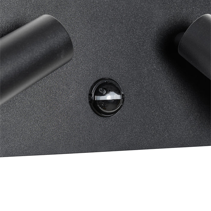 QAZQA Buiten wandlamp zwart incl. LED 2-lichts bewegingssensor- Simon