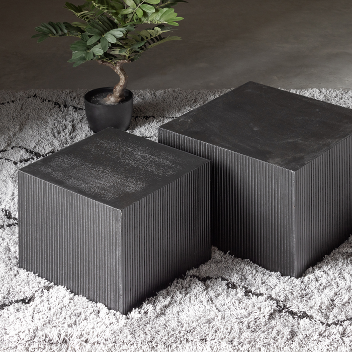 WOOOD Sanne Bijzettafels - Mdf - Zwart - Set van 2