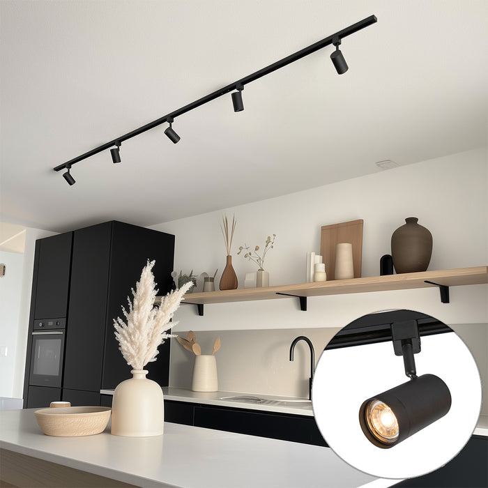 QAZQA Modern railsysteem met 5 spots zwart 1-fase - Iconic Jeana