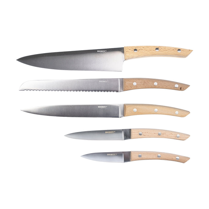 Homey's Bokträ vleesmes - 20cm - RVS|beukenhout - duurzame verpakking