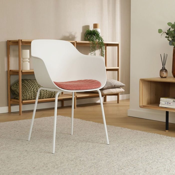 Nolon Nora-Liz Eetkamerstoel Wit - Terracotta Kussen - Witte Poten