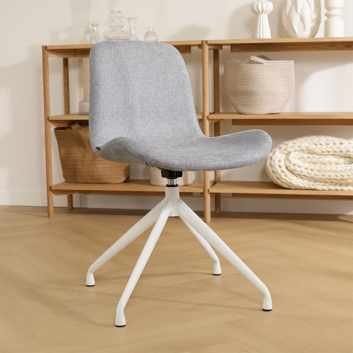 Nolon Nola-Fé Eetkamerstoel Lichtgrijs - Draaibaar Wit Onderstel