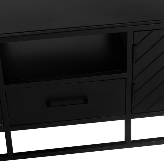 Giga Meubel - Tv-Meubel Zwart Visgraat - Mangohout - 210x40x50cm