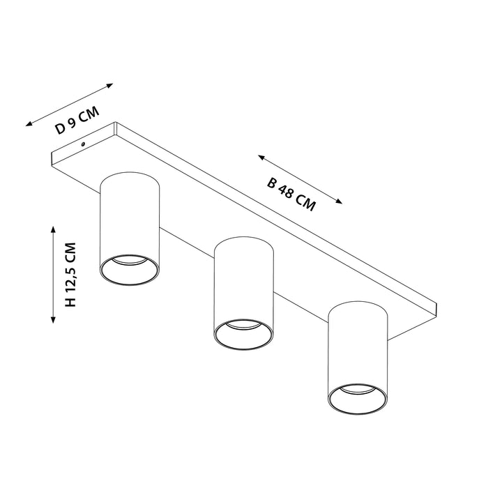 KS Verlichting Mila 3 Opbouwspot Zwart|Zwart