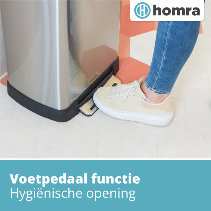 Homra Koniq Prullenbak met pedaal - 30 liter - RVS