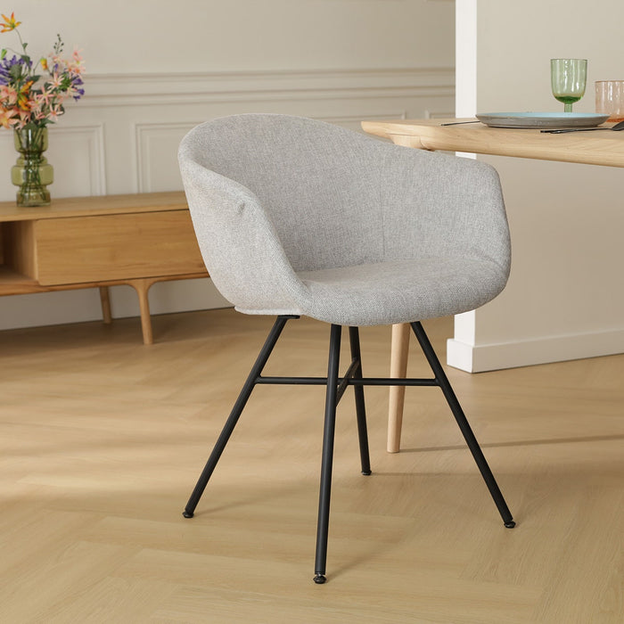 Nolon Noa-Otis Eetkamerstoel Lichtgrijs - met Armleuning - Zwart