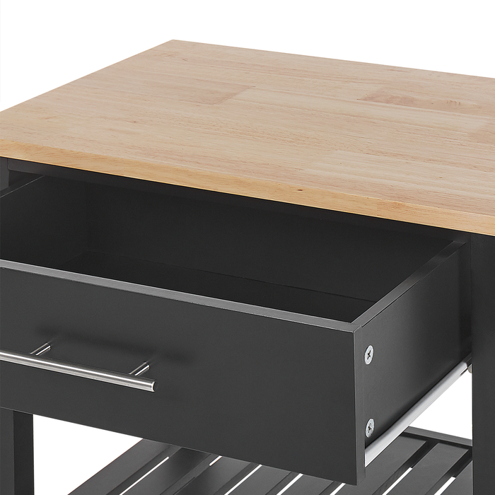 Beliani - HIUMA - Keukentrolley - Zwart - Rubberhout