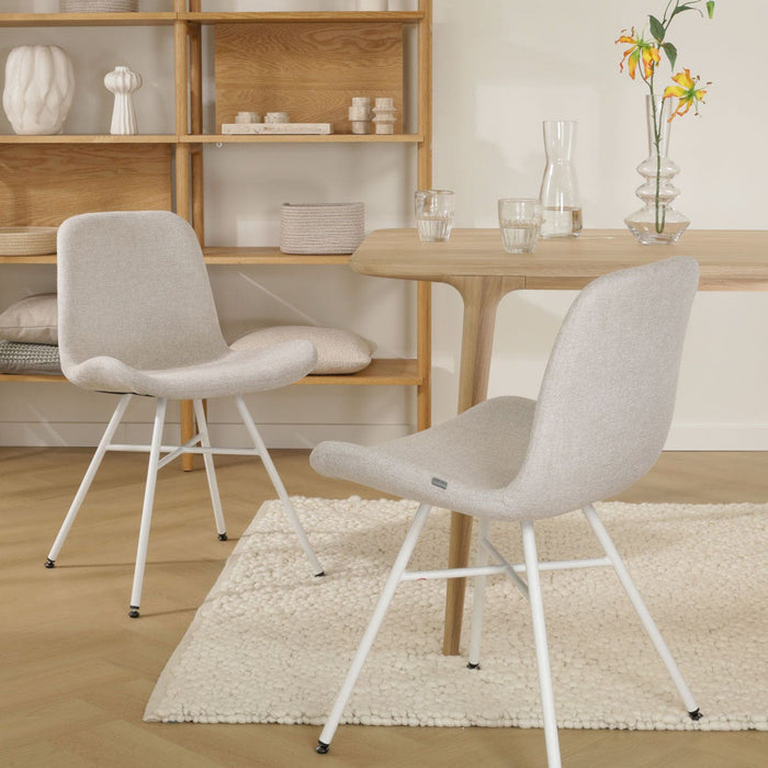 Nolon Noa-Fé Eetkamerstoel Beige - Stof - Wit Onderstel
