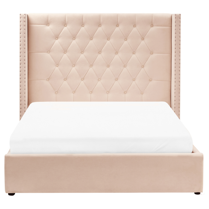 Beliani-LUBBON -Bed met opbergruimte-Beige-140 x 200 cm-Fluweel