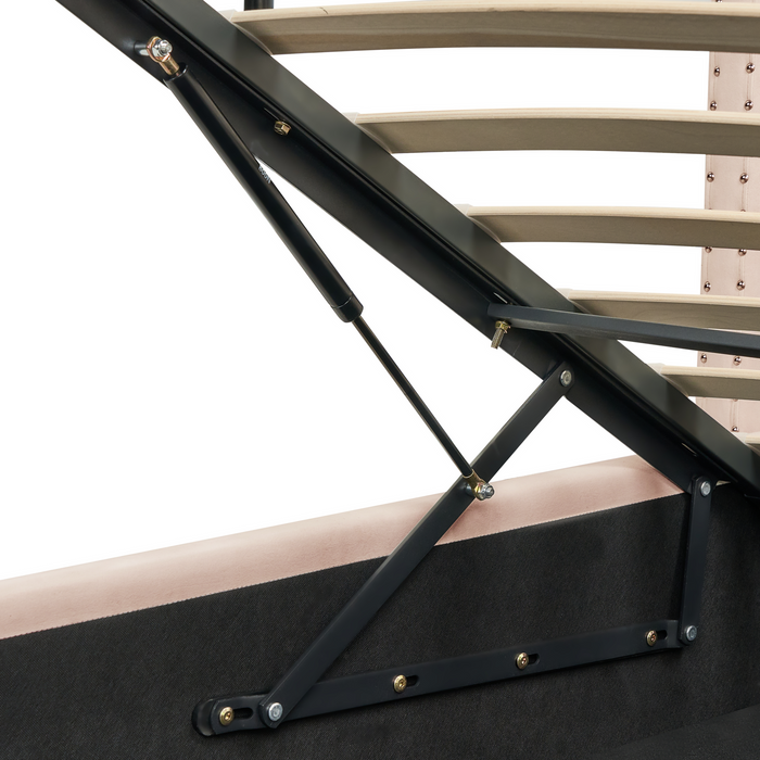 Beliani-LUBBON -Bed met opbergruimte-Beige-140 x 200 cm-Fluweel