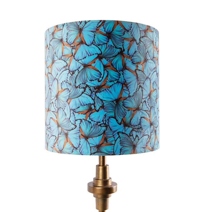 QAZQA Tafellamp brons velours kap vlinder dessin 40 cm - Diverso