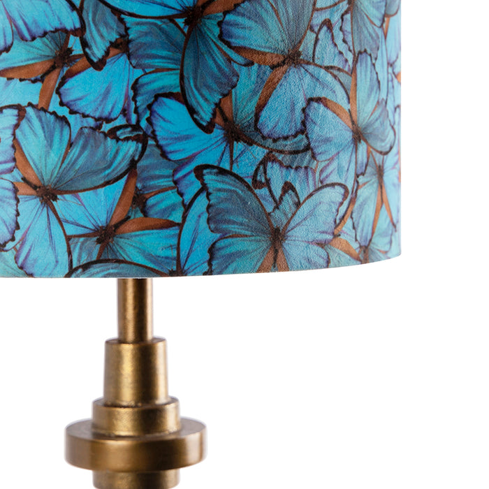 QAZQA Tafellamp brons velours kap vlinder dessin 40 cm - Diverso