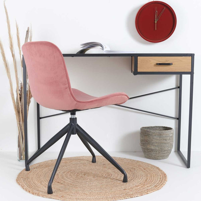 Nolon Nola-Fé draaibare eetkamerstoel velvet roze - zwart onderstel