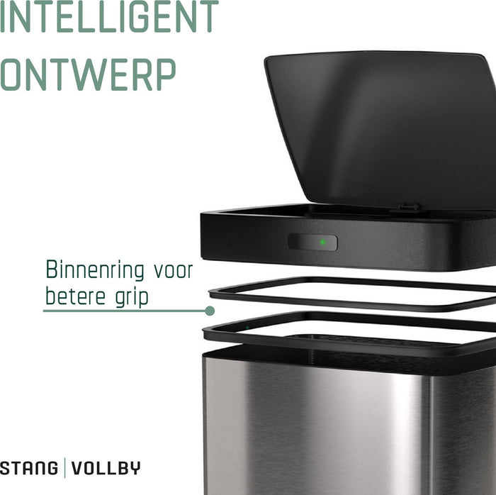 StangVollby Kinna prullenbak met sensor - 50L - RVS