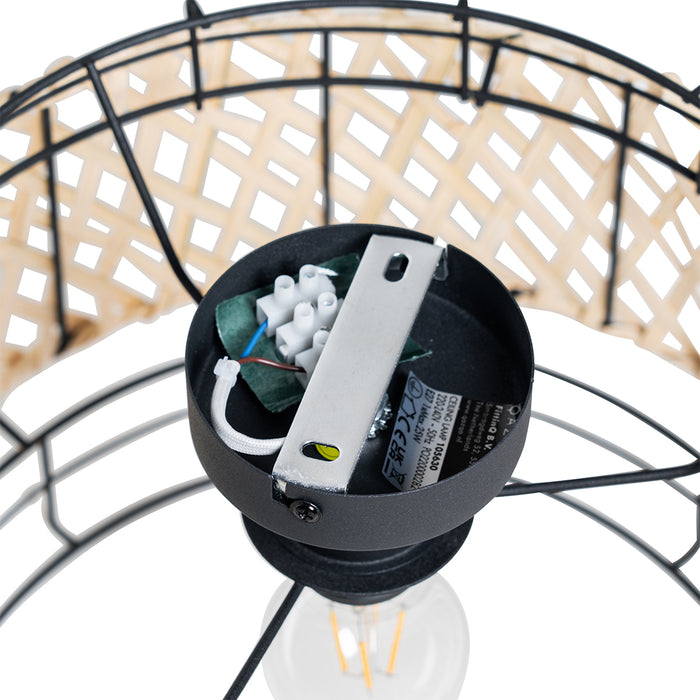 QAZQA Oosterse plafondlamp zwart met bamboe - Irena