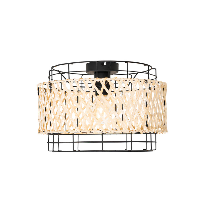 QAZQA Oosterse plafondlamp zwart met bamboe - Irena