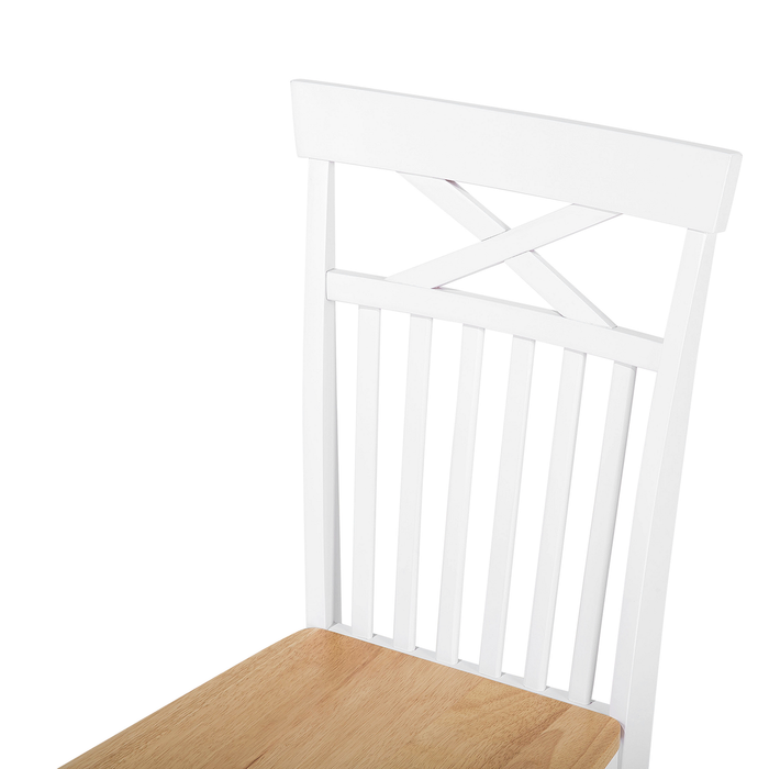 Beliani - HOUSTON - Eetkamerstoel - Wit - Rubberhout