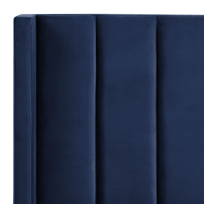 Beliani-VILLETTE -Tweepersoonsbed-Marineblauw-180 x 200 cm-Fluweel