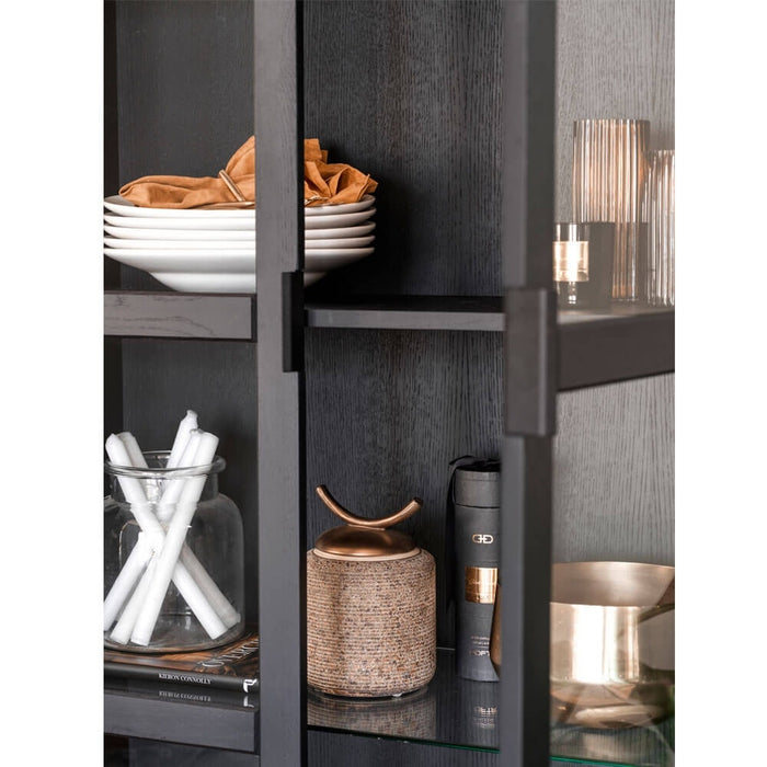 Rowico Home Everett Houten Vitrinekast - H 195 cm - Zwart