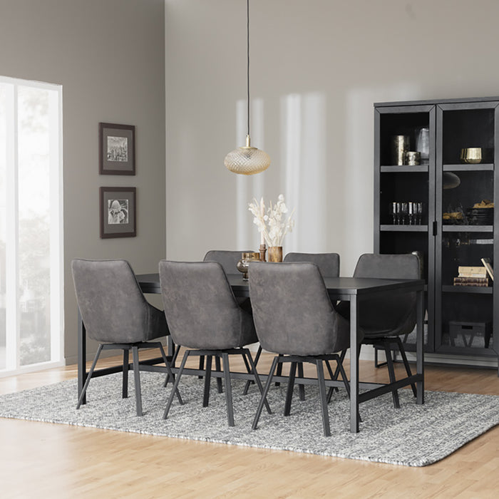 Rowico Home Everett Houten Vitrinekast - H 195 cm - Zwart