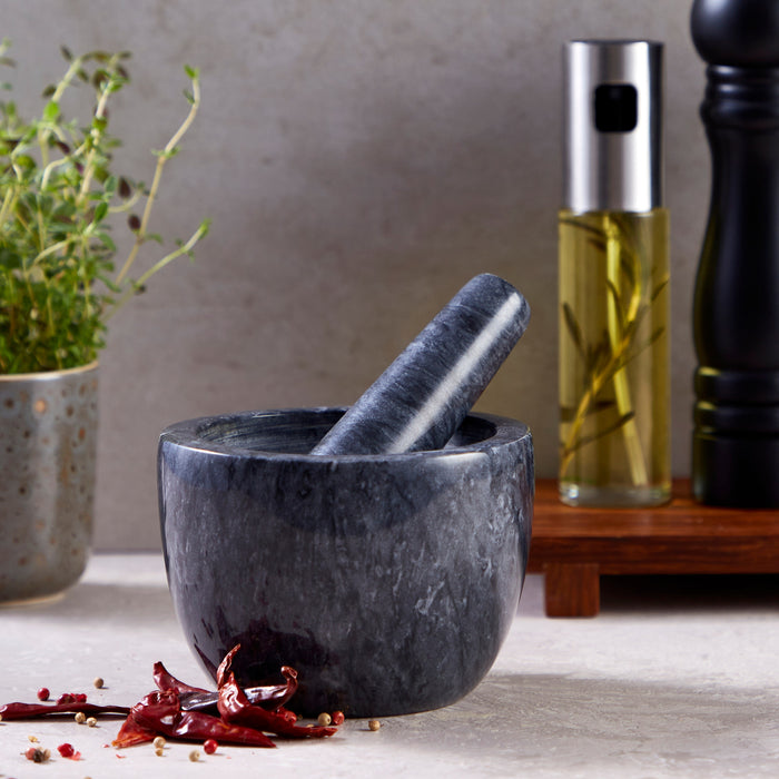 Lisomme Lev marmeren vijzel met stamper grijs