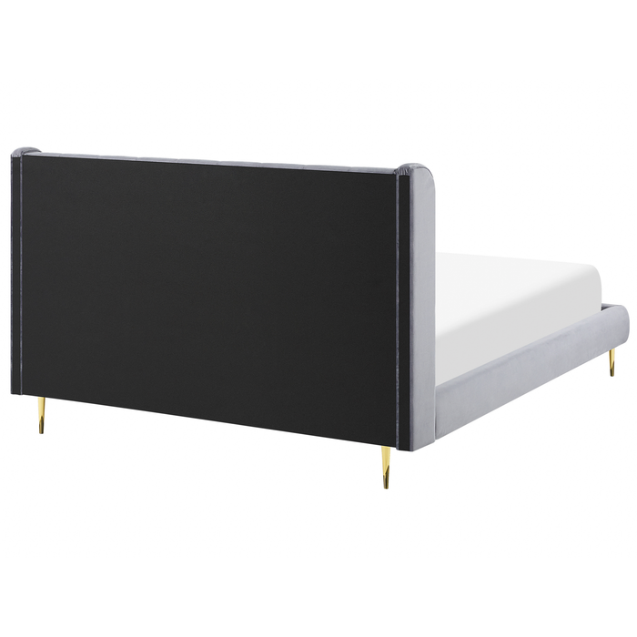 Beliani - FORBACH - Tweepersoonsbed - Grijs - 180 x 200 cm - Fluweel