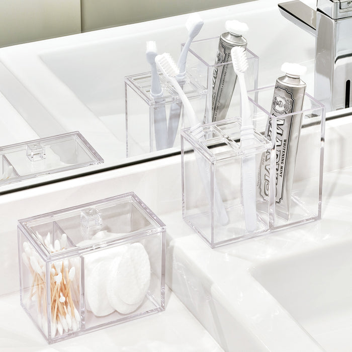 Wattenschijfjes -en Wattenstaafjes Houder, Organizer, 2 Vakken, Transp