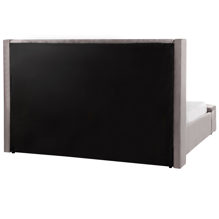 Beliani - NOYERS - Tweepersoonsbed - Grijs - 180 x 200 cm - Fluweel