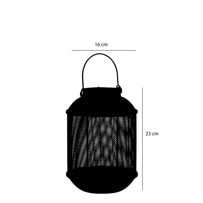 Mica Decorations Borneo Lantaarn - H23 x Ø16 cm - Metaal - Zwart