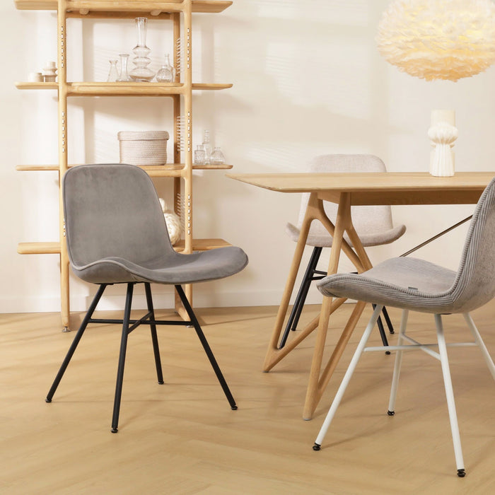 Nolon Noa-Fé Eetkamerstoel Grijs - Velvet - Zwart Onderstel