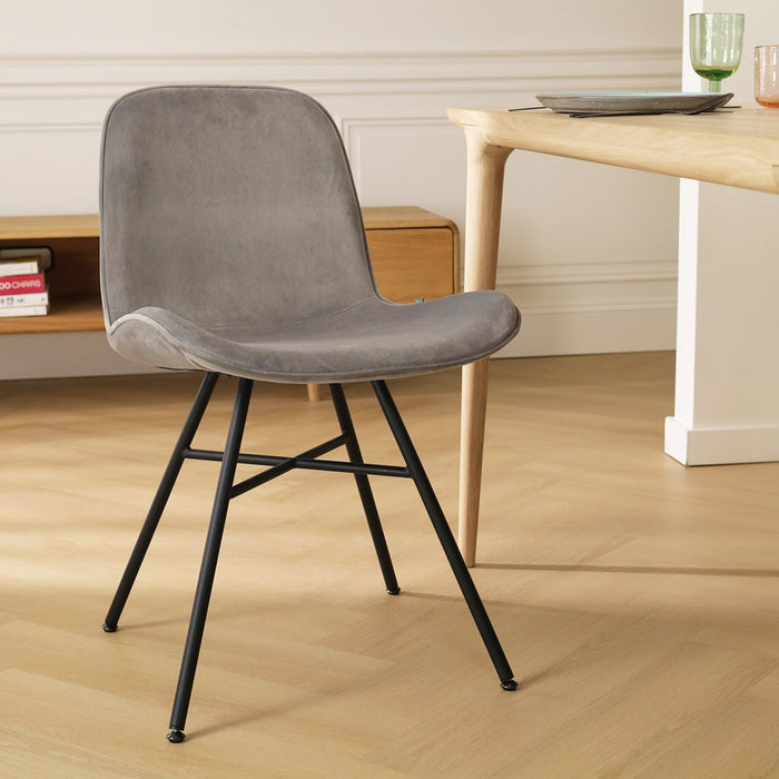 Nolon Noa-Fé Eetkamerstoel Grijs - Velvet - Zwart Onderstel