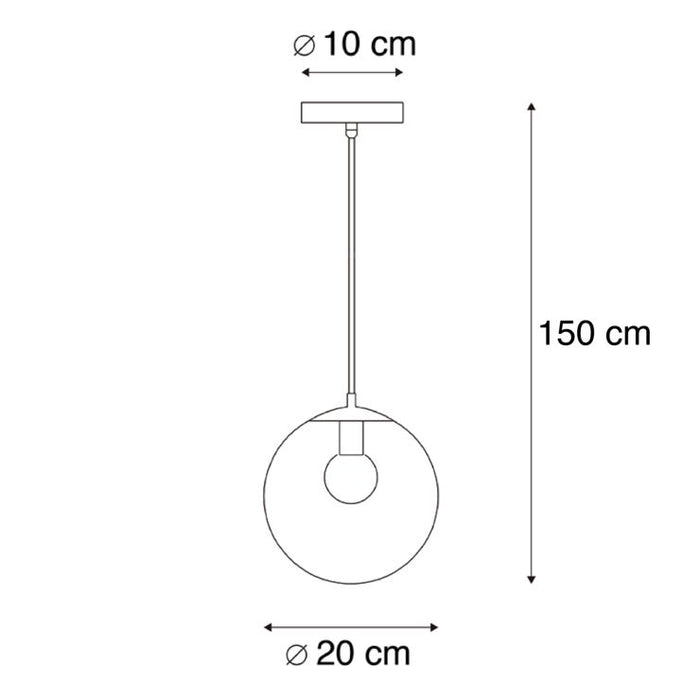 QAZQA Art deco hanglamp zwart met goud glas 20 cm - Pallon
