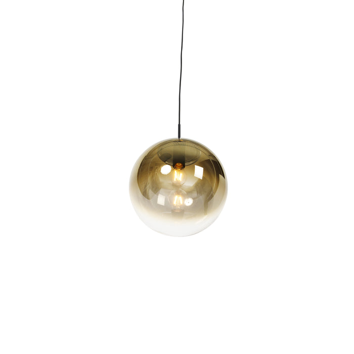 QAZQA Art deco hanglamp zwart met goud glas 33 cm - pallon