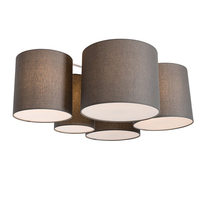 QAZQA Moderne plafondlamp taupe 5-lichts - Multidrum