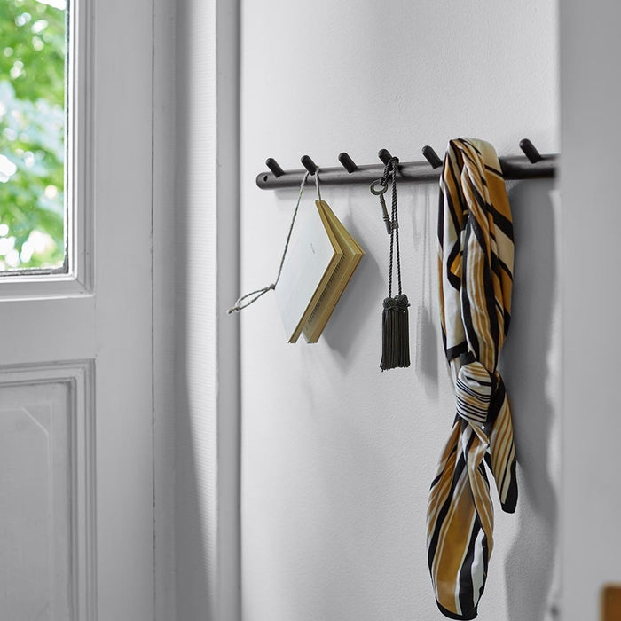 Rowico Home Milford eikenhouten kapstok zwart - 8 haakjes - 80 cm