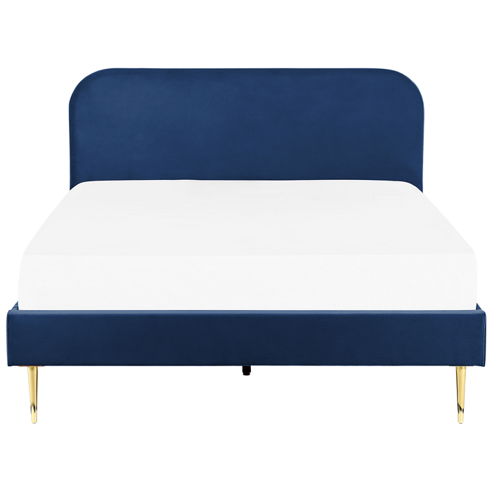 Beliani-FLAYAT -Tweepersoonsbed-Marineblauw-180 x 200 cm-Fluweel