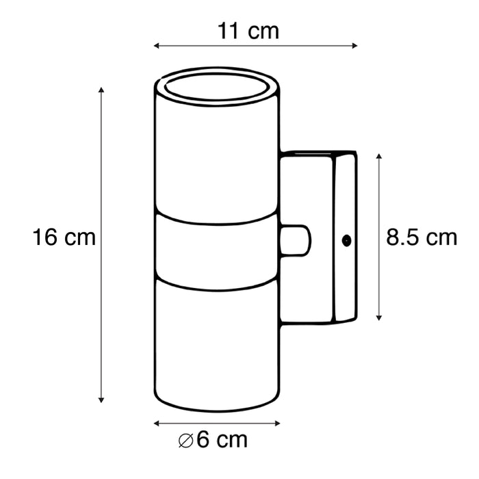 QAZQA Buitenwandlamp zwart 2-lichts IP44 - Duo