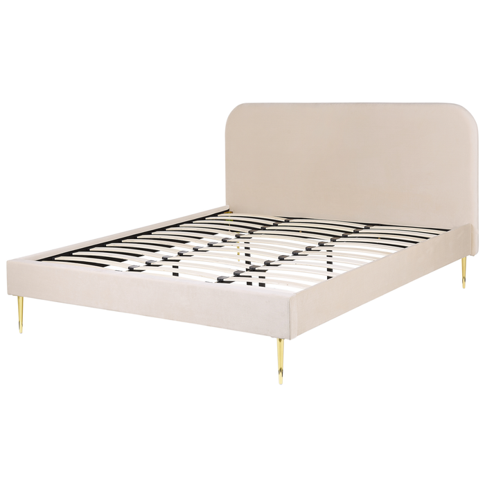 Beliani - FLAYAT - Tweepersoonsbed - Beige - 180 x 200 cm - Fluweel