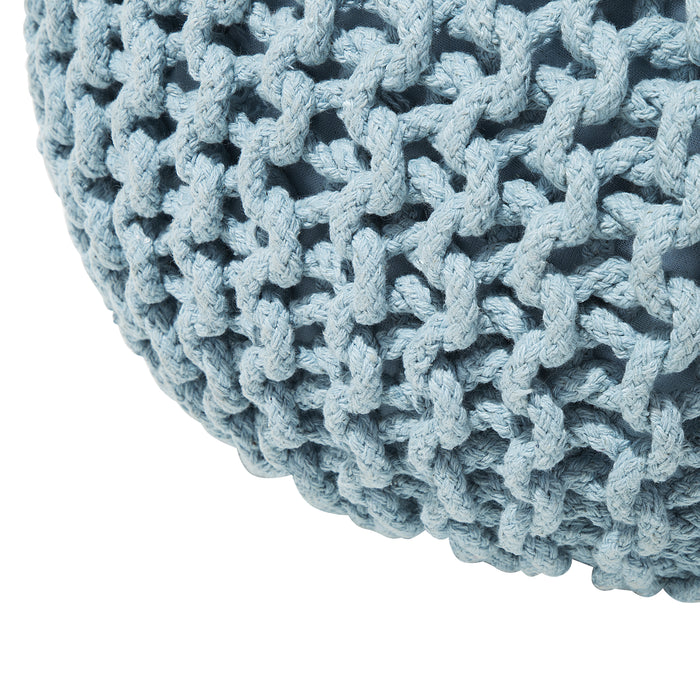 Beliani - CONRAD - Poef - Lichtblauw - 50 cm - Katoen