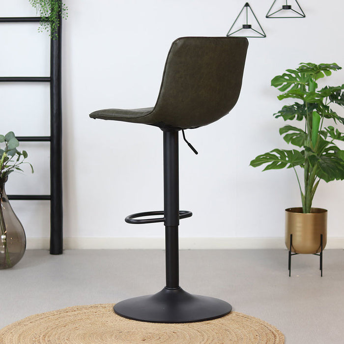 Bronx71 Industriële Barkruk Boston leer olijfgroen 60 - 76 cm -