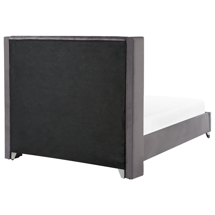 Beliani - LUBBON - Tweepersoonsbed - Grijs - 160 x 200 cm - Fluweel