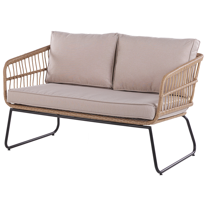 Beliani - RAVELLO - Loungeset voor 4 - Natuurlijk - PE rotan