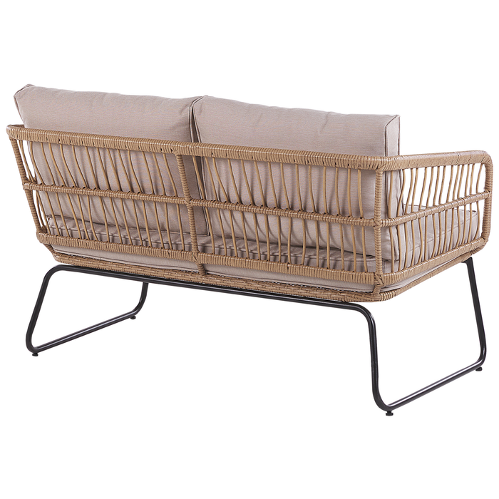 Beliani - RAVELLO - Loungeset voor 4 - Natuurlijk - PE rotan