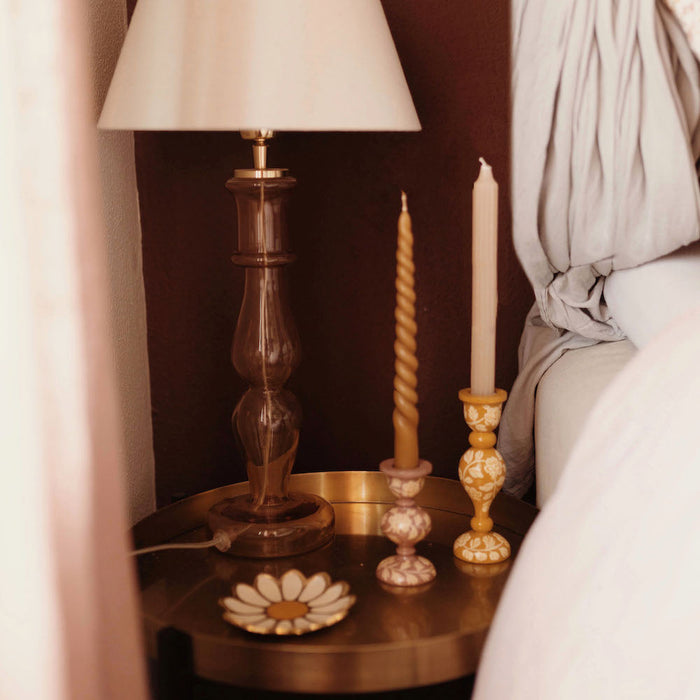 À la Kandelaar met Bloemenprint - L - Mosterd