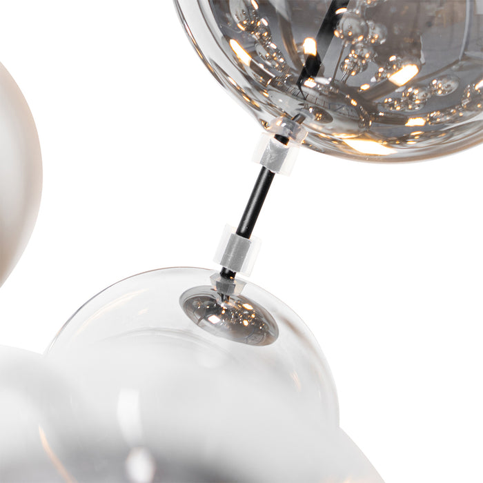 QAZQA Design hanglamp zwart met glas smoke 8-lichts - Explode