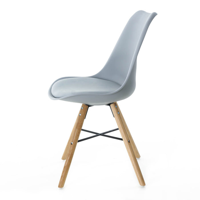 Essence Medina eetkamerstoel lichtgrijs - houten onderstel